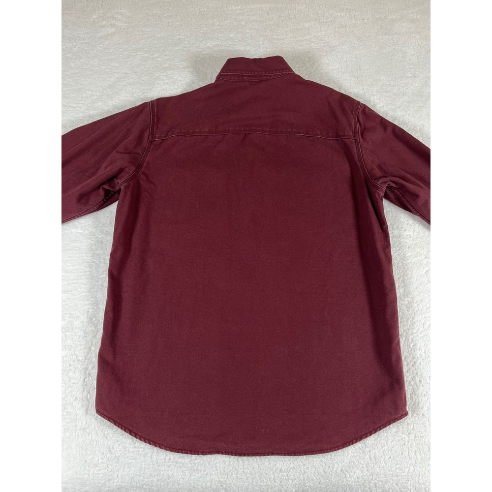 LL Bean Mens Flannel Lined Canvas Field Jacket Burgundy Red Plaid Med Regular - Picture 3 of 9